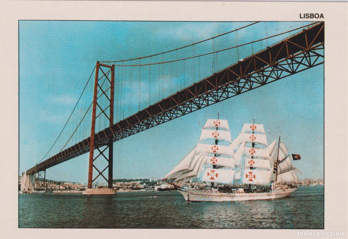 Postkarten: LISBOA - EL VELERO NRP SAGRES NAVEGANDO POR DEBAJO DE PUENTE 25 DE ABRIL &ndash; RIO TAJO &ndash; S/C