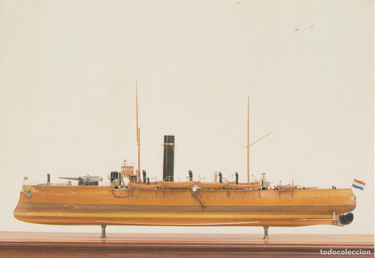 Postais: POSTAL MAQUETA BUQUE DE DEFENSA HR.MS.KONINGIN REGENTES &ndash; HOLANDA &ndash; S/C