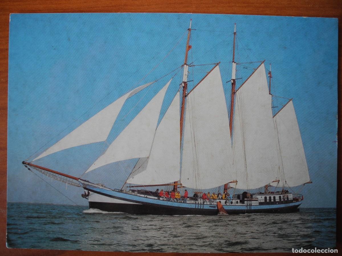 Postkarten: Barco de vela de tres m&aacute;stiles. Grootvorst. Circulada 1986