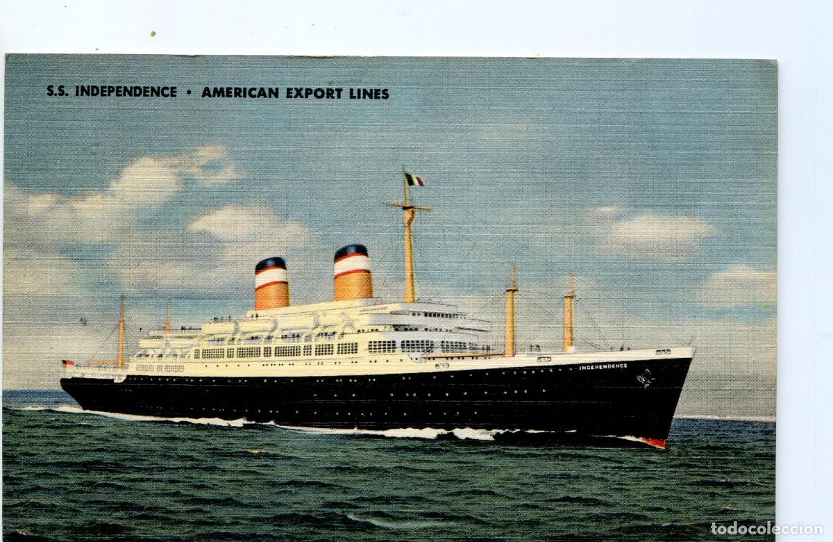 Postales: Trasatl&aacute;ntico S.S. Independence. American Export Lines, circulada desde New Haven