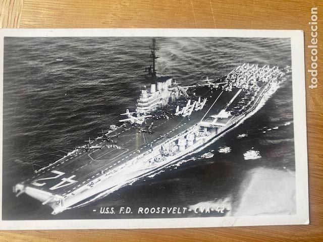 Postales: Portaviones USS FD Roosvelt CVA 42. Postal sin circular