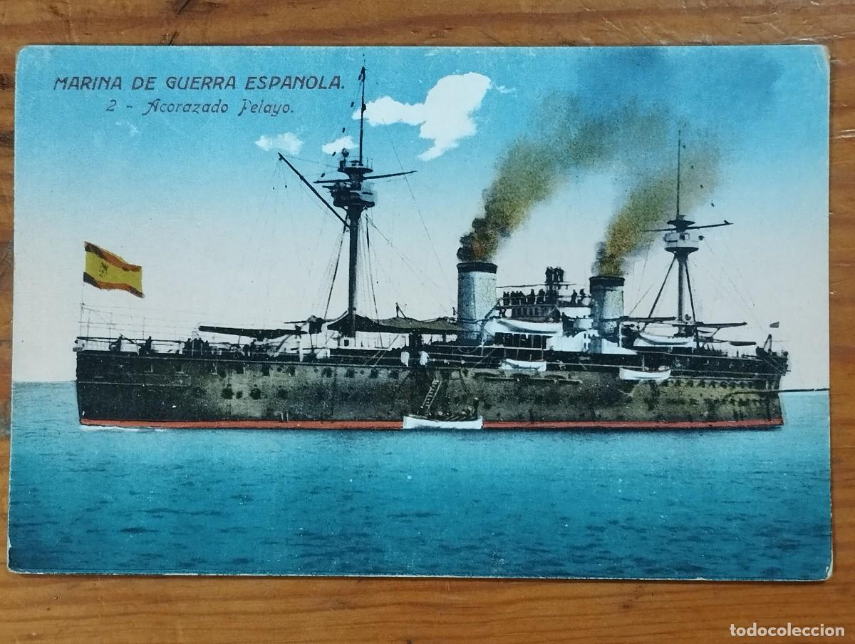 Postales: Tarjeta Postal Antigua - Marina de Guerra Espa&ntilde;ola: Acorazado Pelayo (N&ordm; 2)