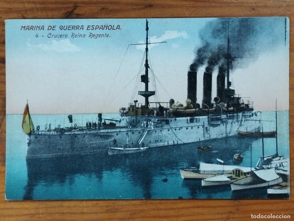 Postales: Tarjeta Postal Antigua - Marina de Guerra Espa&ntilde;ola: Crucero Reina Regente (N&ordm; 4)