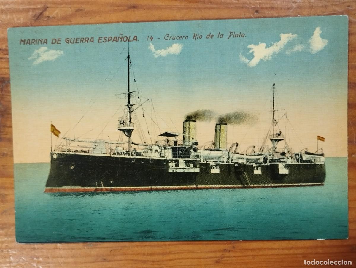 Postales: Tarjeta Postal Antigua - Marina de Guerra Espa&ntilde;ola: Crucero Rio de la Plata (N&ordm; 14)
