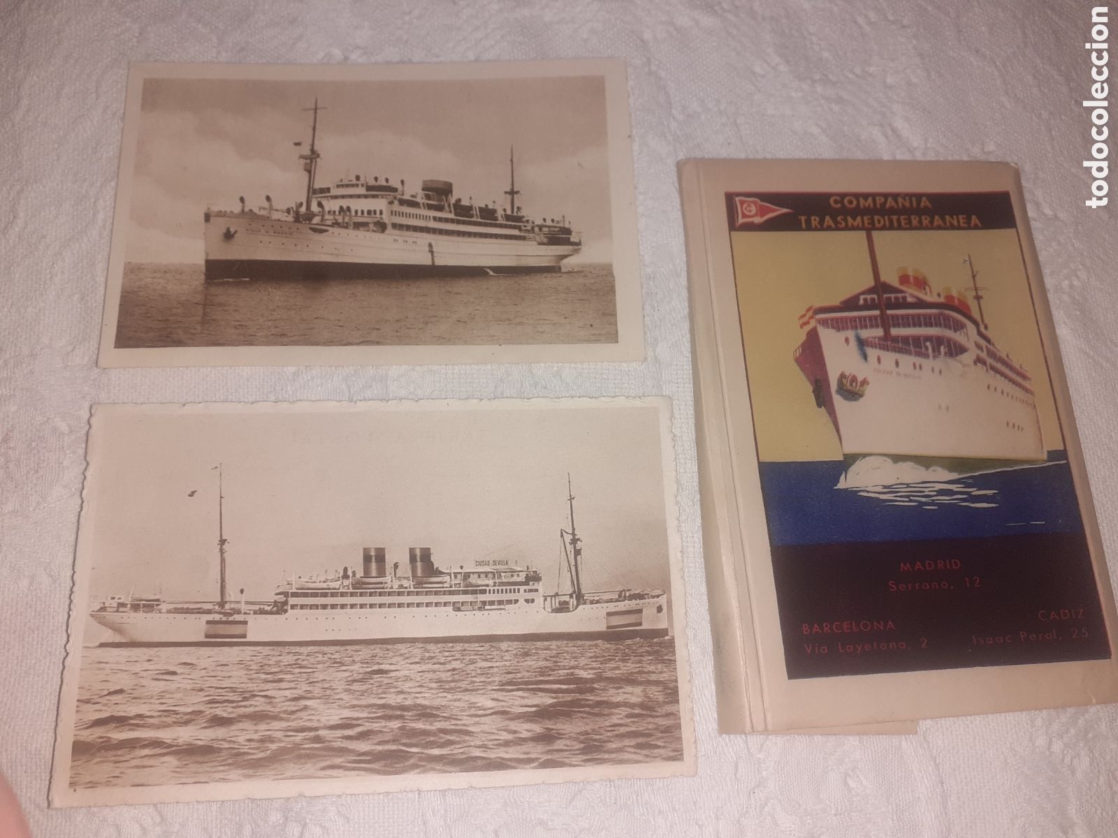 Postales: CARPETILLA CON DOS POSTALES SIN USAR. COMPA&Ntilde;IA TRASMEDITERRANEA. ORIGINALES. A&Ntilde;OS 20