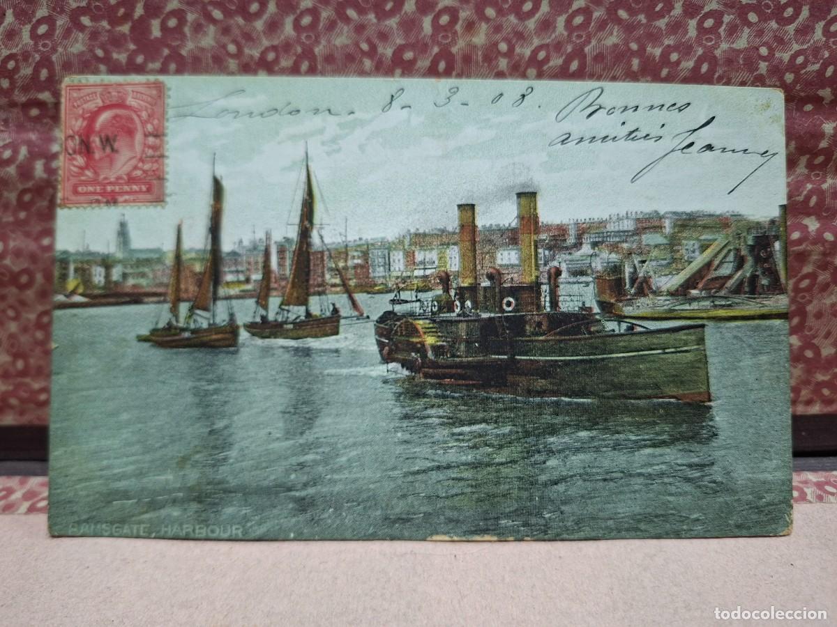 Postales: ANTIGUA POSTAL BARCOS PUERTO RAMSGATE LONDRES 1908 - Foto 1