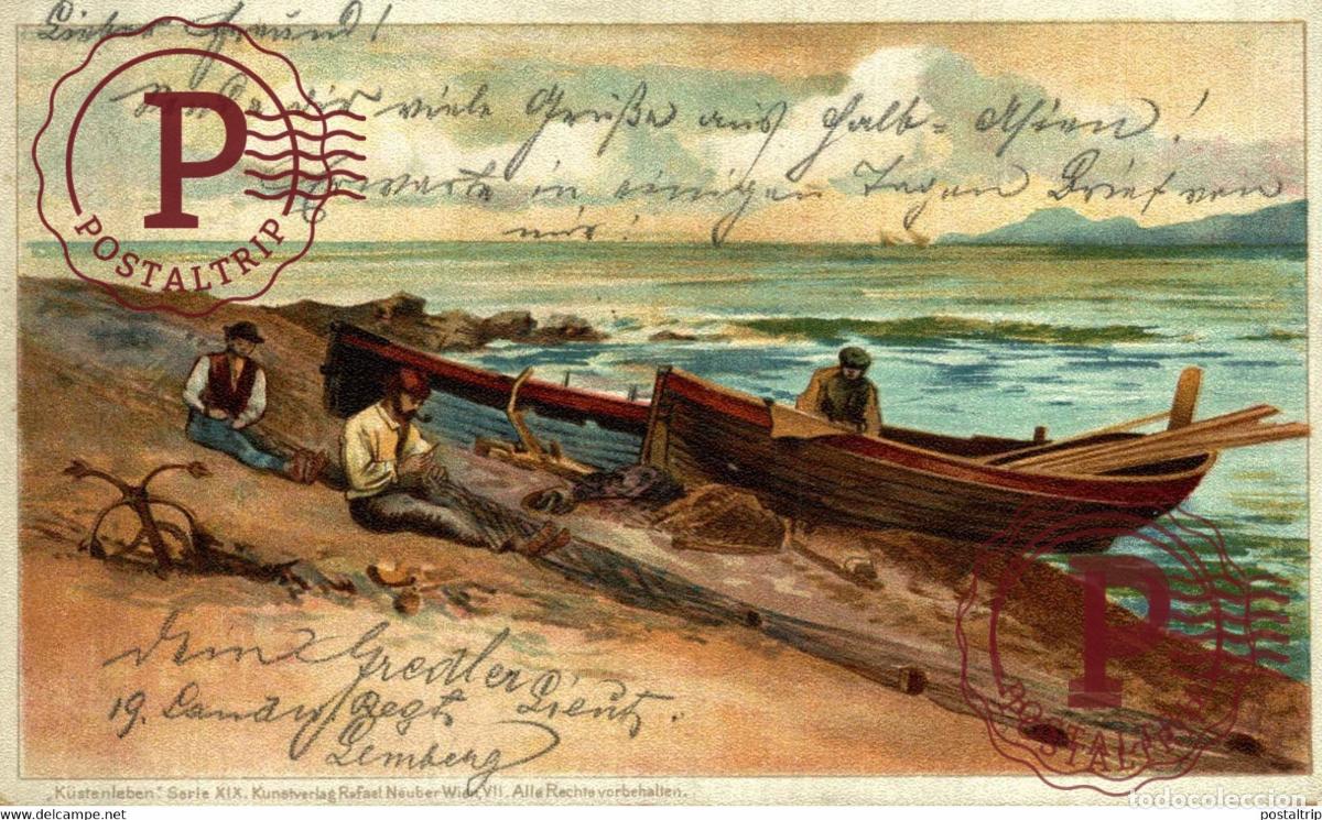 Postales: K&Uuml;NSTERLEBEN SERIE XIX KUNSVERLAG RAFAEL NEUBERWIDE VII P&Ecirc;CHEURS FISHER BARCOS BOAT BATEAUX