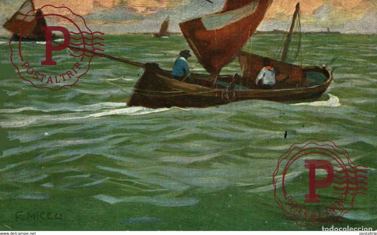 Postales: MICELI ILLUSTRATION P&Ecirc;CHEURS FISHER BARCOS BOAT BATEAUX
