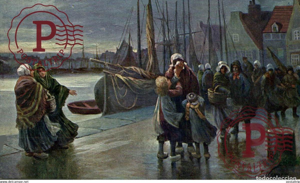 Postales: S. WENGER PINX. KLEINER SALON HEIMKEHR DER FISCHER ILLUSTRATION P&Ecirc;CHEURS FISHER BARCOS BOAT BA
