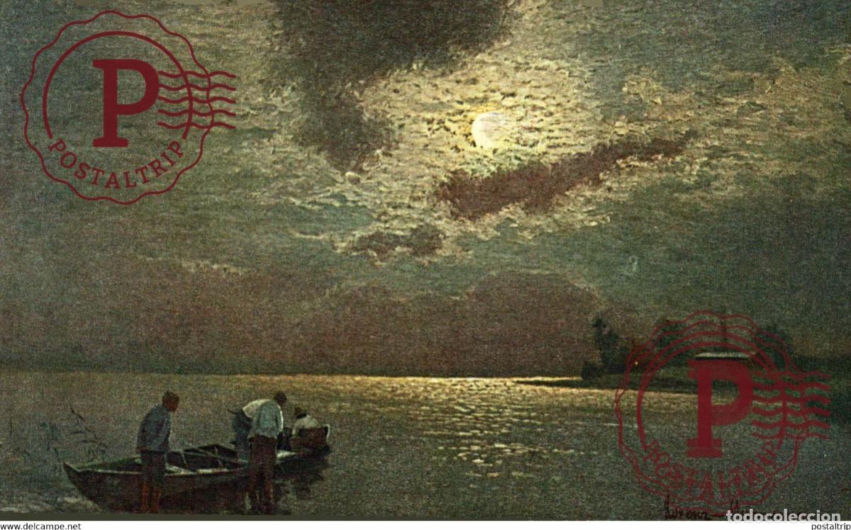 Postales: E.H. LORENZ FISCHZUG BEIM MONDLICHT ILLUSTRATION P&Ecirc;CHEURS FISHER BARCOS BOAT BATEAUX
