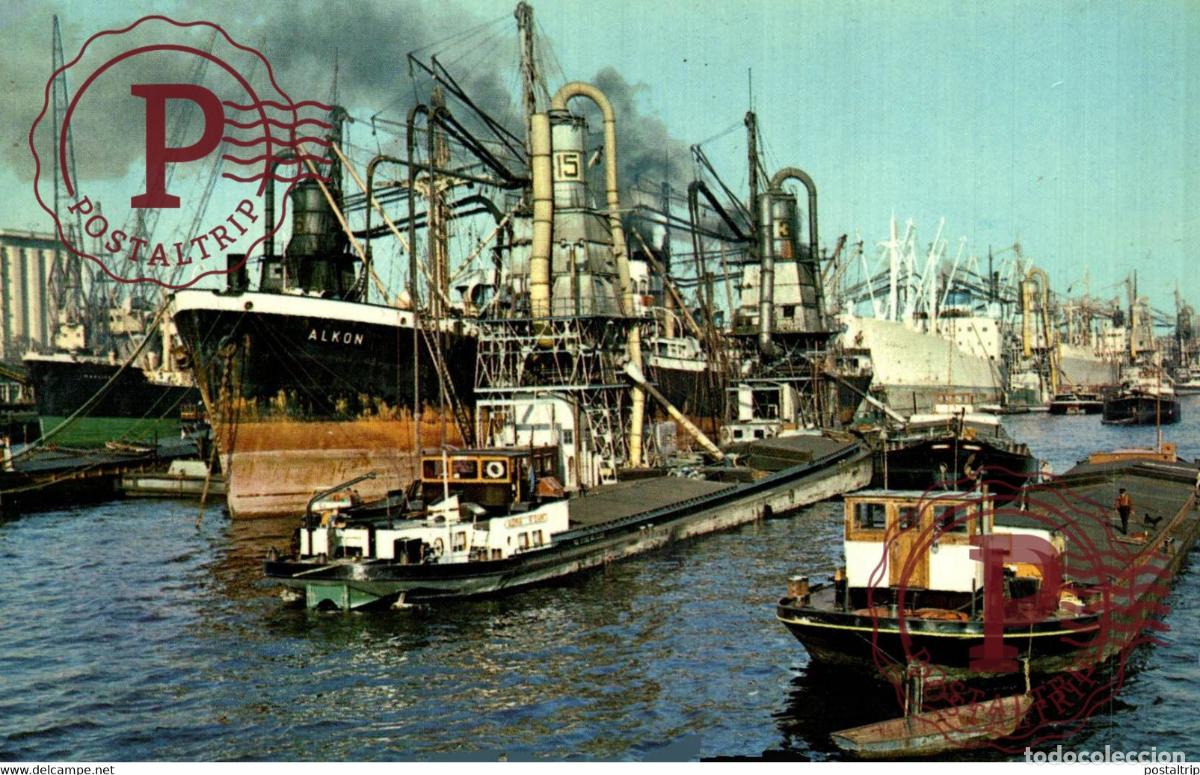Postales: ROTTERDAM HOLLAND ,,ALKON DE MAASHAVEN IS EEN TYPISCHE GRAANHAVEN HARBOUR BARCOS BOAT BATEAUX