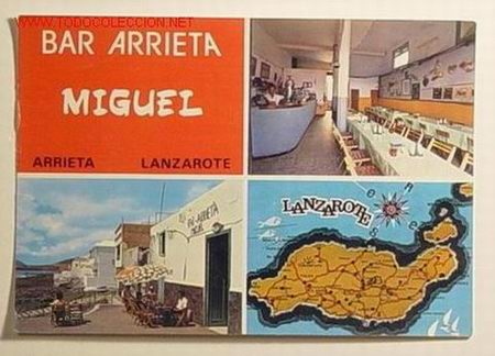 Postales: ARRIETA - LANZAROTE - MIGUEL CURBELO TORRES - BAR ARRIETA . No circulada .