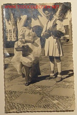 Postales: ANTIGUA POSTAL-182-LAS PALMAS.PAREJA TIPICA.ESCRITA POR DETRAS A&Ntilde;O 58.