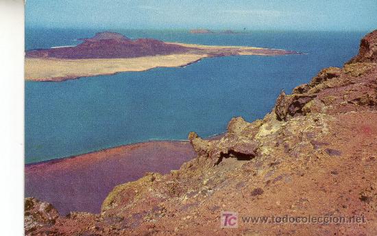 Postales: Postal sin circular. Isla de La Graciosa vista desde Lanzarote.A&ntilde;o 1961