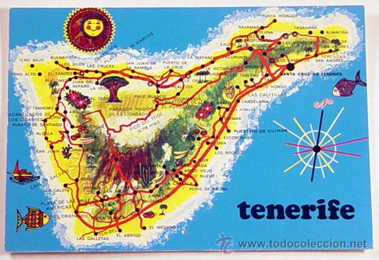 Postales: 2899-TENERIFE-MAPA DE LA ISLA.No circulada.