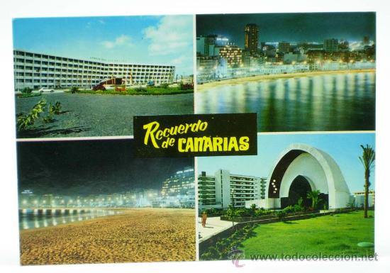 Cartoline: Postal Recuerdo Canarias 4 vistas Ed Islas a&ntilde;os 60 circulada
