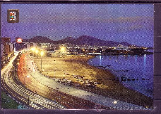 Postales: LAS PALMAS DE GRAN CANARIA - PLAYA DE ALCARAVANERAS - VISTA NOCTURNA N&ordm; 16