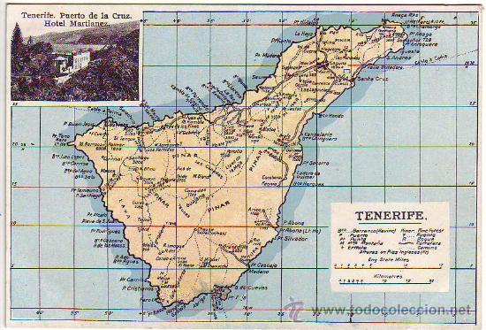 Postales: tenerife - mapa de la isla - Foto 1