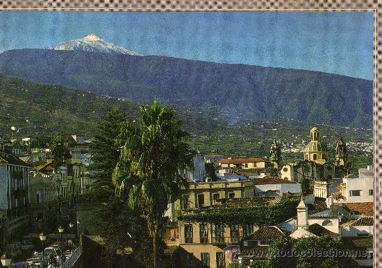 Postales: ISLAS CANARIAS N&ordm; 103 LA OROTAVA Y EL TEIDE ESCRITA CIRCULADA CON SELLO TENERIFE