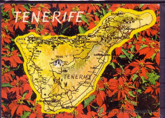 Postales: RECUERDO DE TENERIFE - MAPA DE LA ISLA