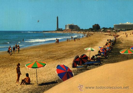 Postales: PLAYA DE MASPALOMAS ESCRITA CIRCULADA SELLO - Foto 1