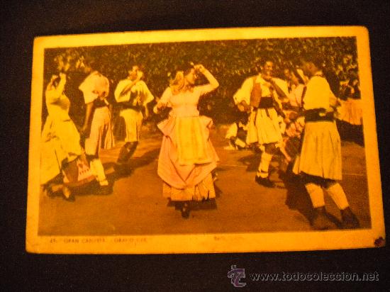 Postales: Postal coloreada de Gran Canarias baile tipico. - Foto 1