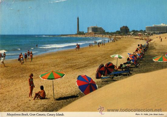 Postales: PLAYA DE MASPALOMAS  ESCRITA CIRCULADA SELLO