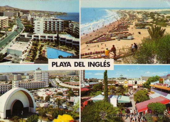 Postales: PLAYA DEL INGL&Eacute;S ESCRITA CIRCULADA SELLOS