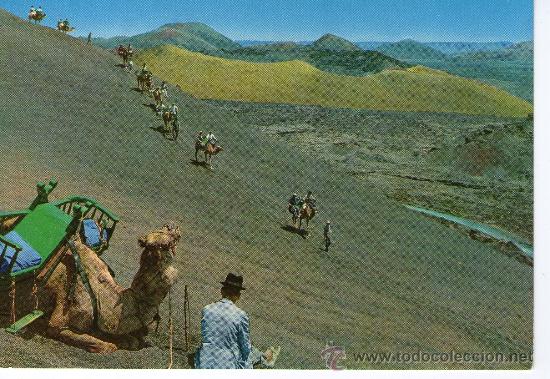 Postales: buena postal de lanzarote - caravana en la monta&ntilde;a del fuego -