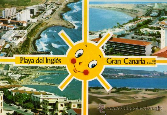 Postales: PLAYA DEL INGL&Eacute;S  COLECCI&Oacute;N PERLA ESCRITA CIRCULADA SELLO