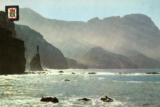 Postales: AGAETE N&ordm; 176 GRAN CANARAIA PUERTO DE LAS NIEVES ESCRITA CIRCULADA SELLO ESCUDO DE ORO