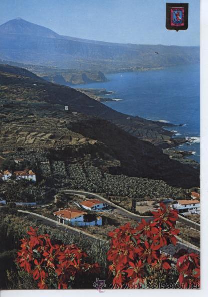Postales: COSTA NORTE CON TEIDE Y PUERTO DE LA CRUZ. 2 AGUJEROS DE CHINCHETA