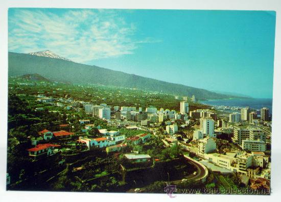 Postales: Postal Puerto de la Cruz Vista parcial ciudad y Teide Nevado Ed Eurimpex 1978 sin circular