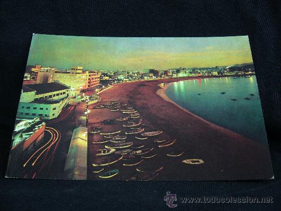 Postales: Postal Playa de las Canteras de noche. Las Palmas. Ed.Ro-Foto. Islas Canarias. Año 1965 - Foto 1 - 31712742