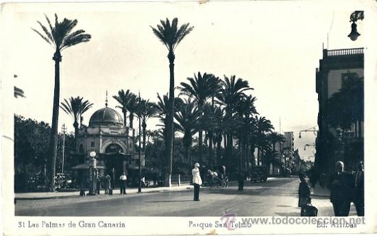 Postales: 0753B - LAS PALMAS DE GRAN CANARIA - PARQUE DE SAN TELMO - EDICIONES ARRIBAS - CIRCULADA 1951