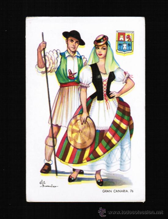 Postales: POSTAL TRAJES REGIONALES - GRAN CANARIA 76 - ILUSTRADOR: ELSI GUMIER