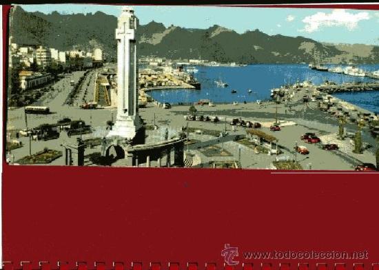 Postales: POSTAL color SANTA CRUZ DE TENERIFE, monumento a los Caidos y Puerto  24x 10 cm