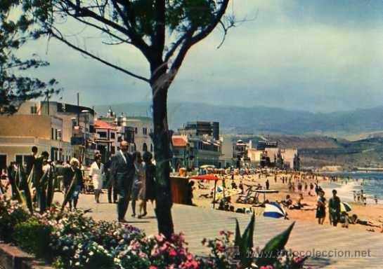 Postales: LAS PALMAS DE GRAN CANARIA PLAYA DE LAS CANTERAS 10016 ESCRITA CIRCULADA A&Ntilde;O 1964