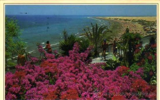 Postales: ISLAS CANARIAS PLAYA DEL INGL&Eacute;S N&ordm; 49 EDITA IMAGINA S.L. ESCRITA CIRCULADA DOS SELLOS