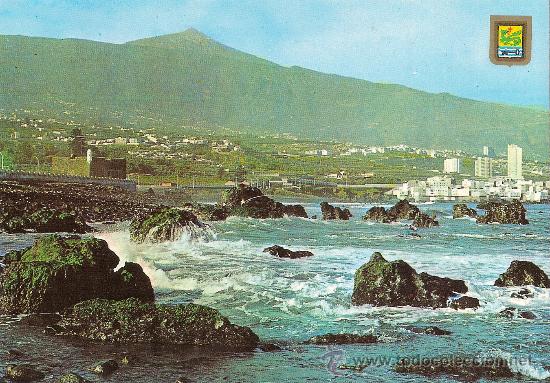 Postales: PUERTO DE LA CRUZ (TENERIFE), DETALLE DE LA COSTA Y TEIDE - ESCUDO DE ORO - CIRCULADA
