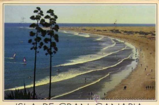 Postales: ISLAS CANARIAS N&ordm; 12 PLAYA DEL INGL&Eacute;S ED. IMAGINA S.L. ESCRITA CIRCULADA DOS SELLOS