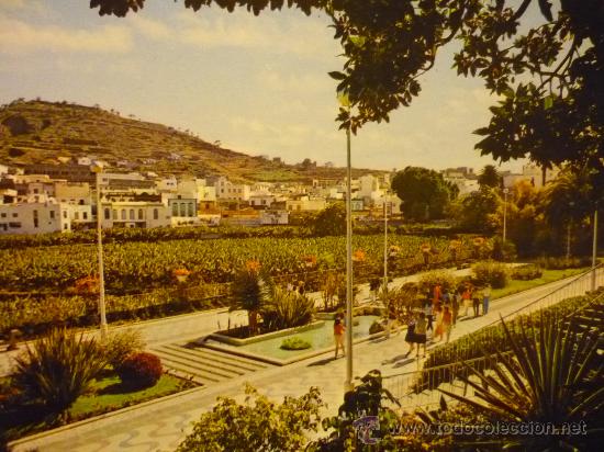 Postales: POSTAL CANARIAS -ARUCAS VISTA PARCIAL PARQUE MUNICIPAL Y MONTA&Ntilde;A
