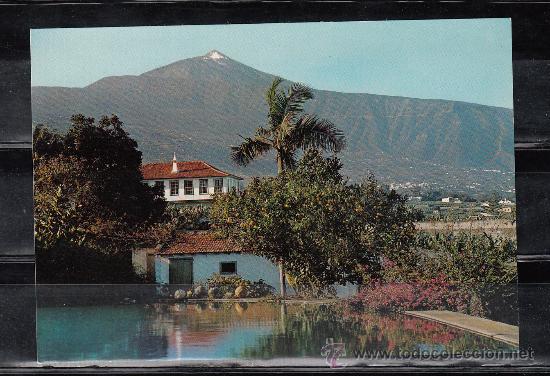 Postales: TF - 19. VALLE DE LA OROTAVA. HACIENDA T&Iacute;PICA Y PICO DEL TEIDE AL FONDO