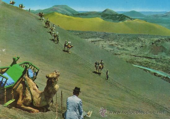 Postales: lanzarote - caravana en la monta&ntilde;a de fuego - n&ordm; 1302 - ed. kruger - circulada - a&ntilde;os 60