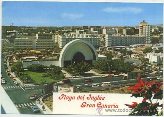 Postales: POSTAL DE CANARIAS. PLAYA DEL INGLES. IGLESIA Y VISTA PARCIAL N&ordm; 118   P-CAN-522