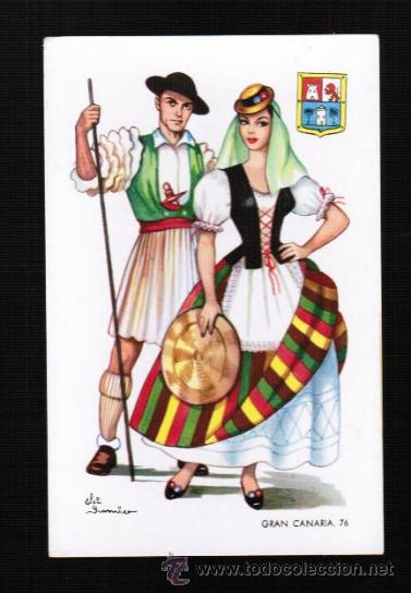 Postales: POSTAL TRAJES REGIONALES - GRAN CANARIA 76 - ILUSTRADOR: ELSI GUMIER