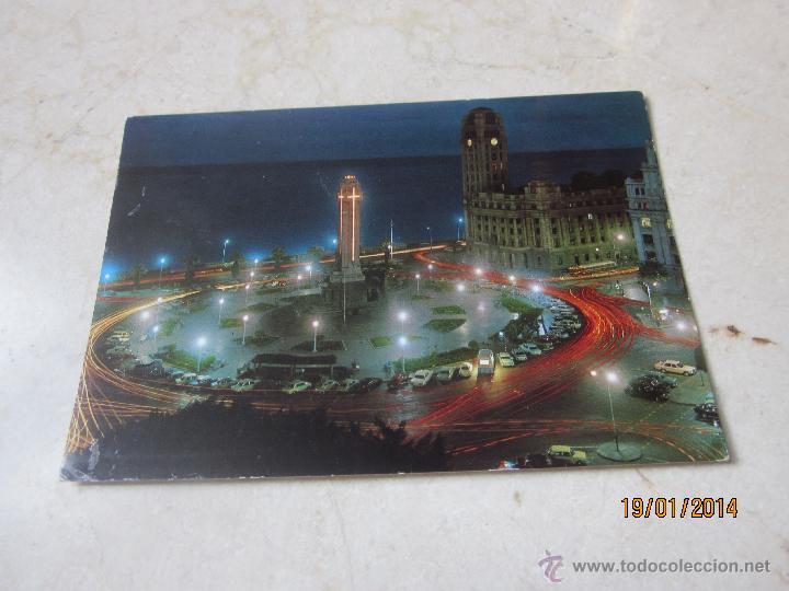 Postales: POSTAL ESCRITA PLAZA DE ESPA&Ntilde;A DE NOCHE SANTA CRUZ DE TENERIFE 1972