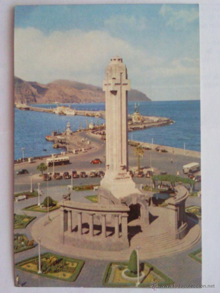 Postales: POSTAL SANTA CRUZ DE TENERIFE, MONUMENTO A LOS CAIDOS Y MUELLE SUR, A&Ntilde;O 1962