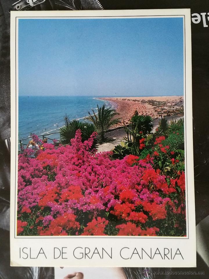Postales: POSTAL ISLA DE GRAN CANARIA ,PLAYA DEL INGLES , CON SELLO EN REVERSO DE 1986