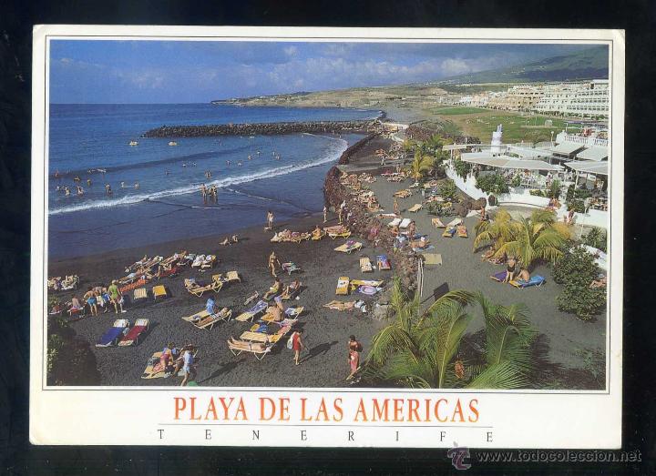 Postales: Playa de las Am&eacute;ricas *San Eugenio* Ed. Cromatica, S.L. n&ordm; LA-21. Circulada 1992.